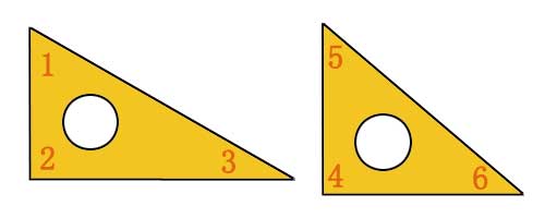 下面三角尺角3和角6能拼成（　）角。